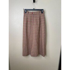 Louis Feraud Paris Women’s Vintage Checkered Midi Skirt 38 Pure Wool Germany